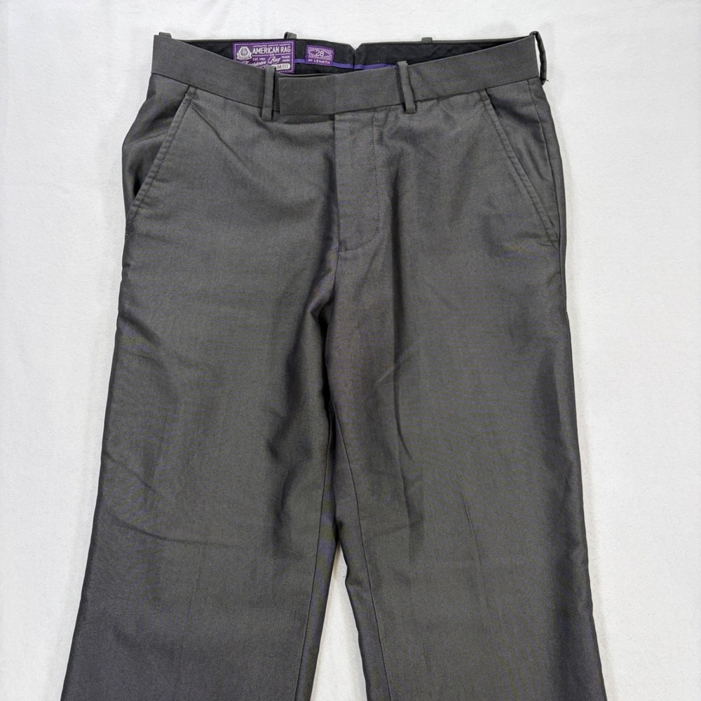 Y2K American Rag Mens 28x30 Slim Fit Dress Pants Charcoal Grey Light